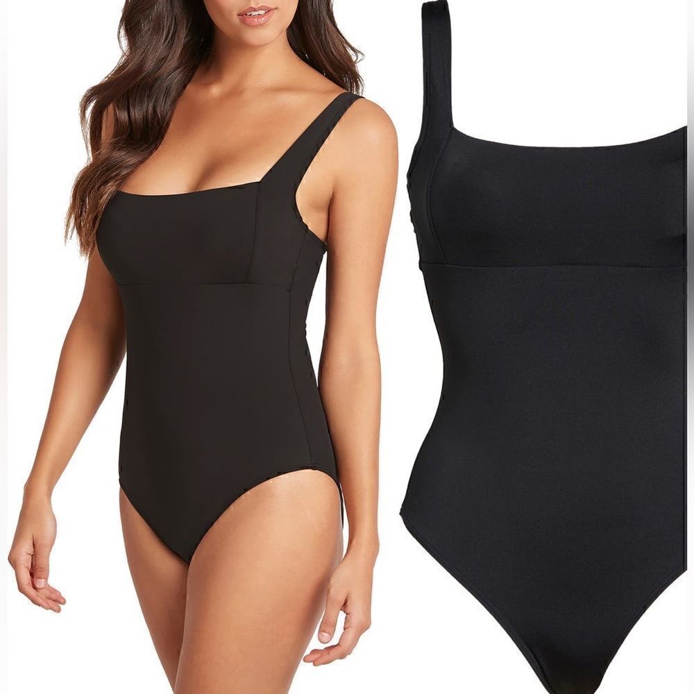 SEA LEVEL Square Neck One Piece Black Size 4